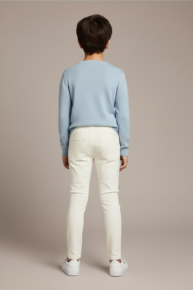 Pantalon Blanc Slim Coton Stretch Confortable Enfant - vue 2