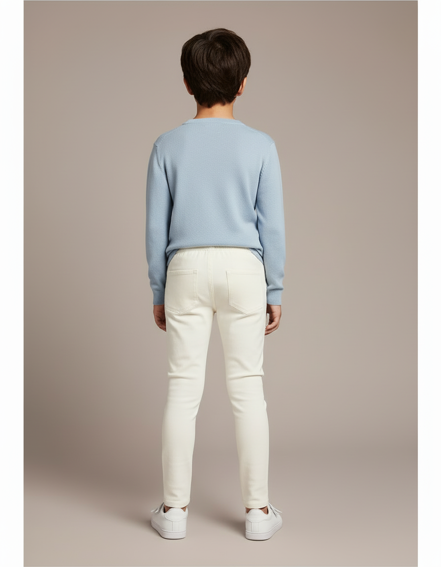 Pantalon Blanc Slim Coton Stretch Confortable Enfant - vue 2