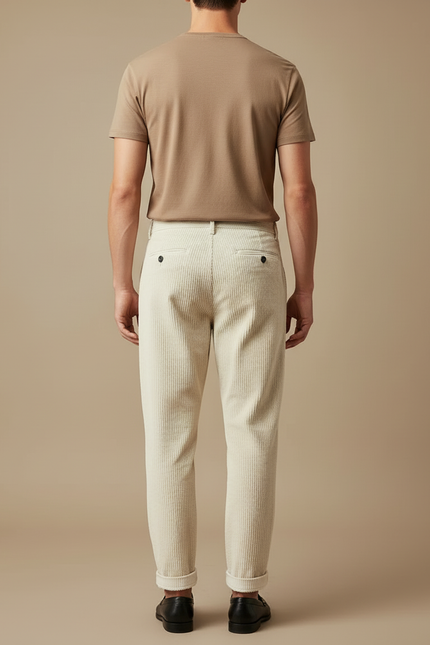 Pantalon Velours Blanc Homme - Cordé - vue 2