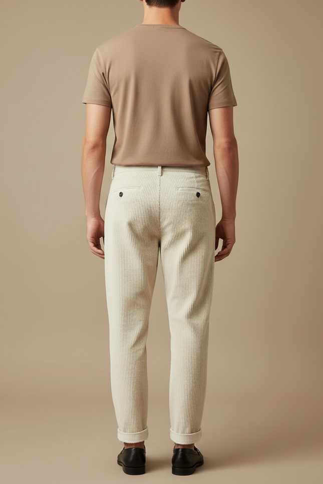 Pantalon Velours Blanc Homme - Cordé - vue 2
