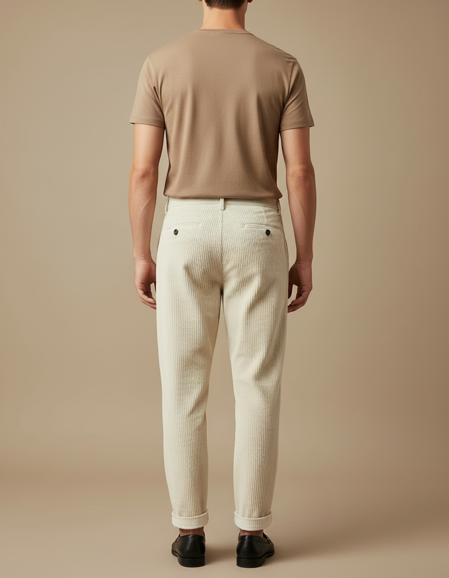 Pantalon Velours Blanc Homme - Cordé - vue 2