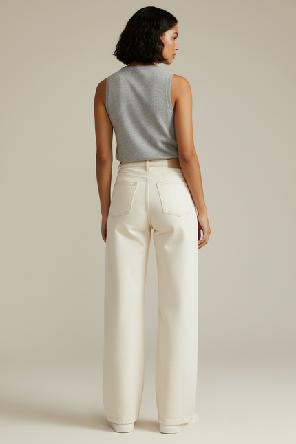 Pantalon Blanc Casse - Beige Jean - vue 2