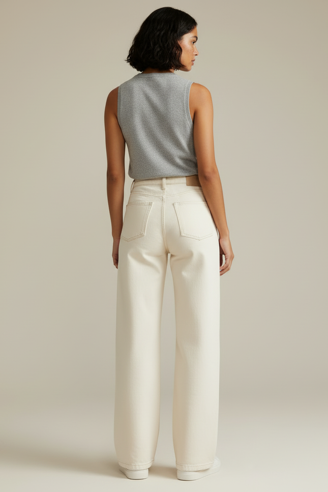 Pantalon Blanc Casse - Beige Jean - vue 2