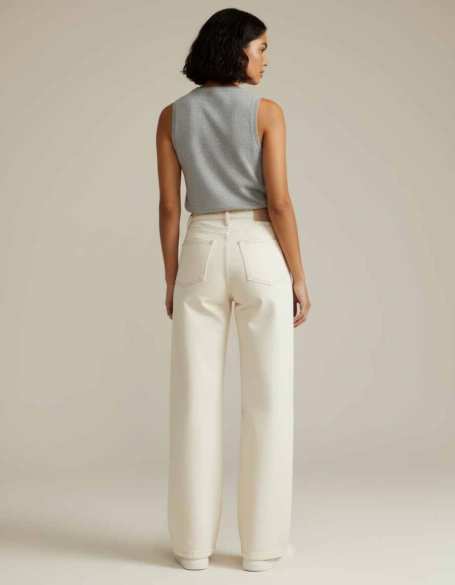 Pantalon Blanc Casse - Beige Jean - vue 2