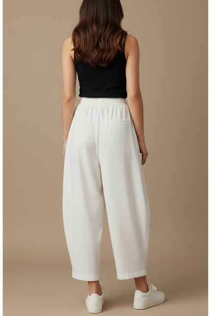 Pantalon Blanc Ample Décontracté Coton Harem - Molleton - vue 2