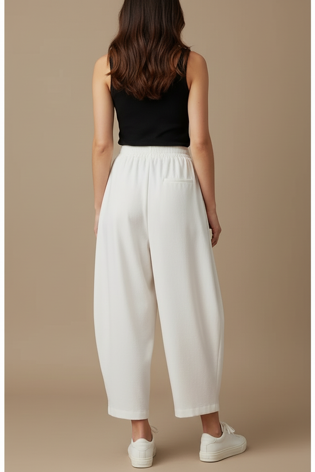 Pantalon Blanc Ample Décontracté Coton Harem - Molleton - vue 2