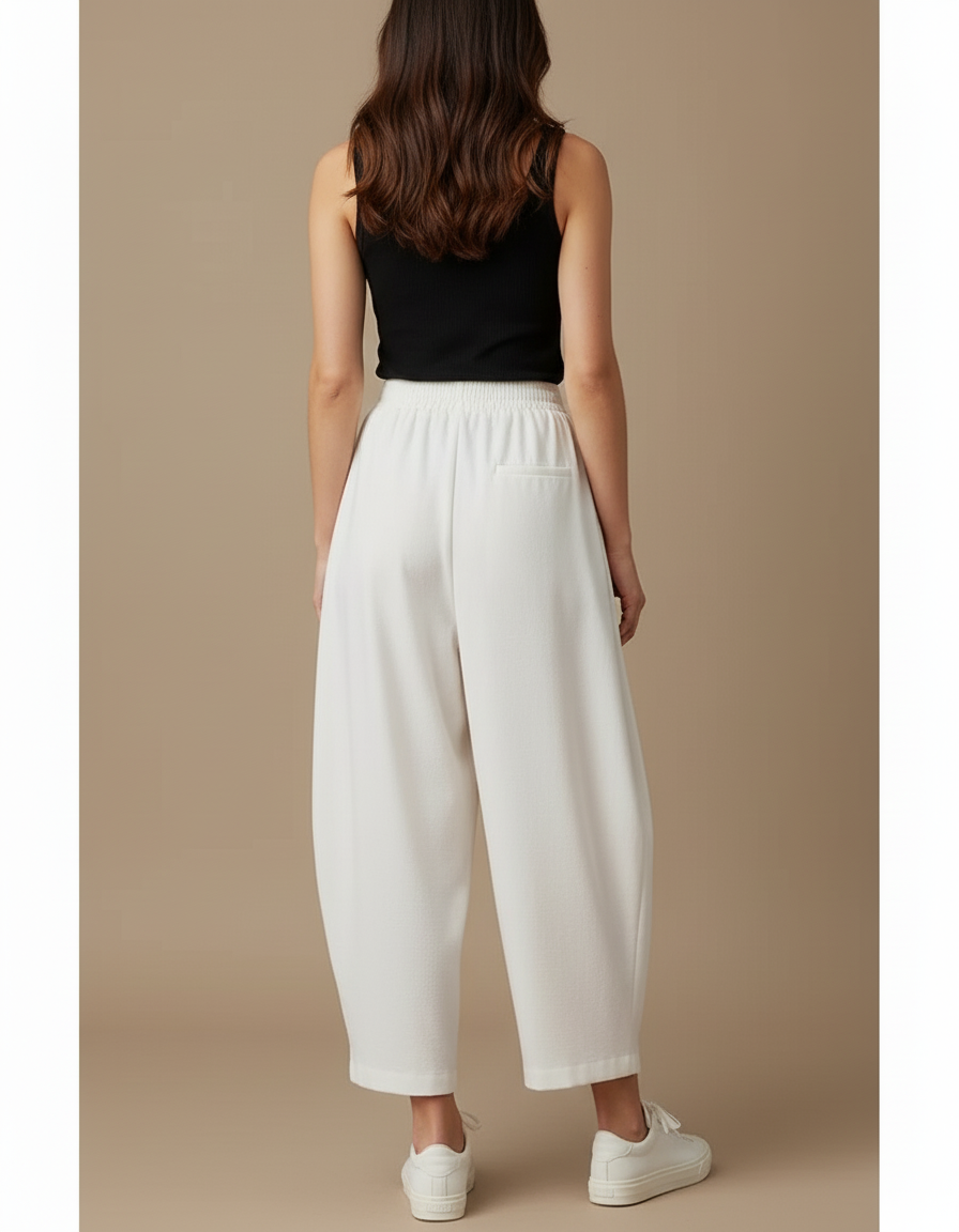 Pantalon Blanc Ample Décontracté Coton Harem - Molleton - vue 2