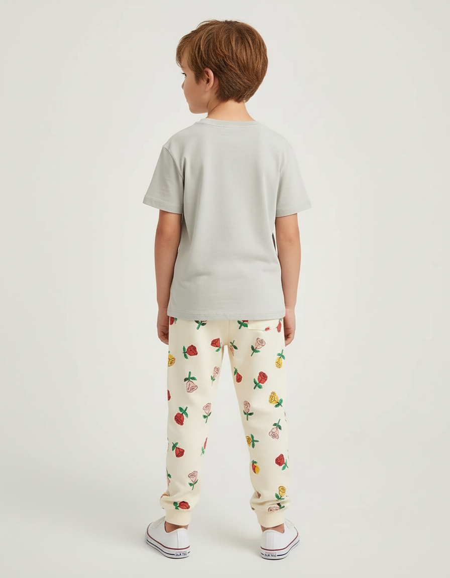 Pantalon Blanc Et Rose - Beige Molleton - vue 2