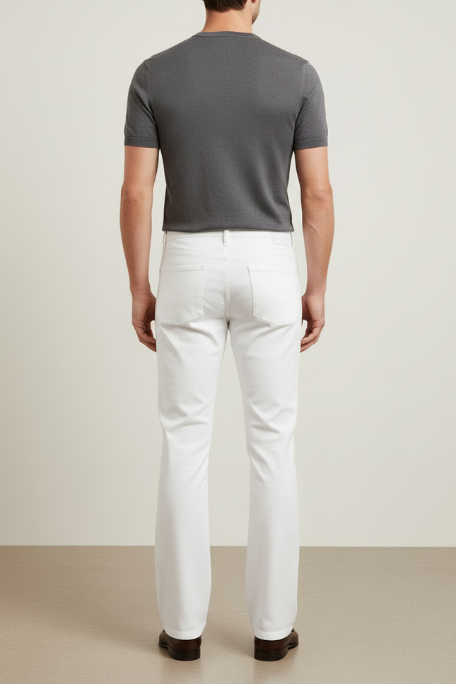 Pantalon Blanc Homme Droit Décontracté Uni - Jean - vue 2