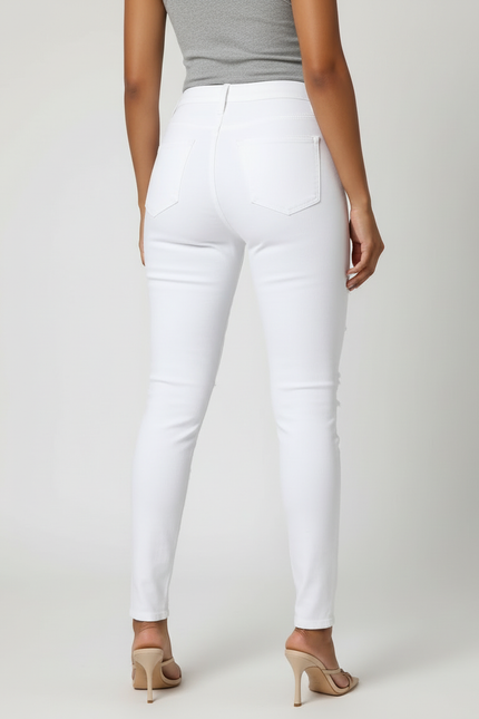Pantalon Blanc Déchiré Skinny Taille Haute Femme - Jean - vue 2
