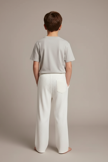Pantalon Blanc Plissé Ample Confortable Enfant - Maille - vue 2