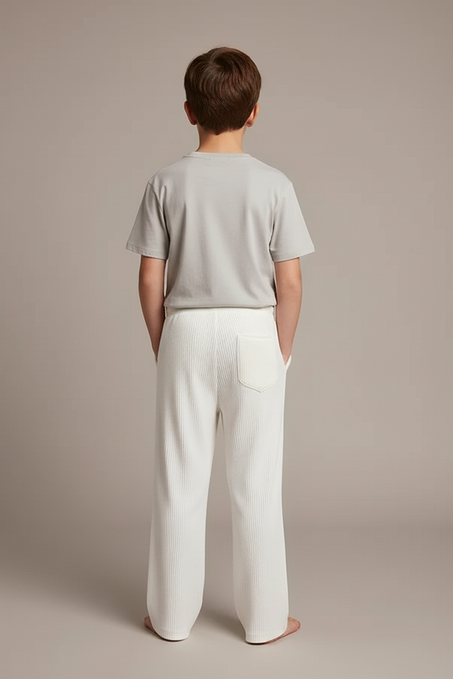 Pantalon Blanc Plissé Ample Confortable Enfant - Maille - vue 2