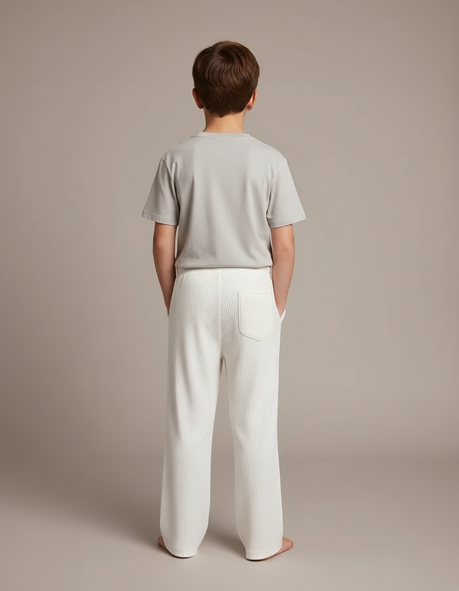 Pantalon Blanc Plissé Ample Confortable Enfant - Maille - vue 2