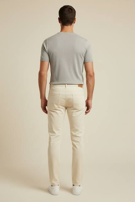 Pantalon Blanc Homme Slim Stretch Décontracté Crème - Beige Gabardine - vue 2
