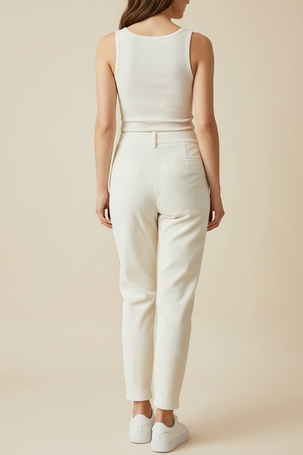 Pantalon Velours Femme Blanc - Cordé - vue 2