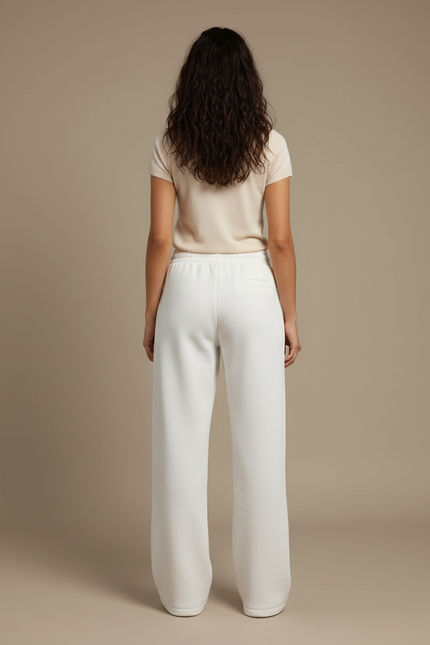 Pantalon Blanc Ample Molletonné Décontracté Femme - vue 2