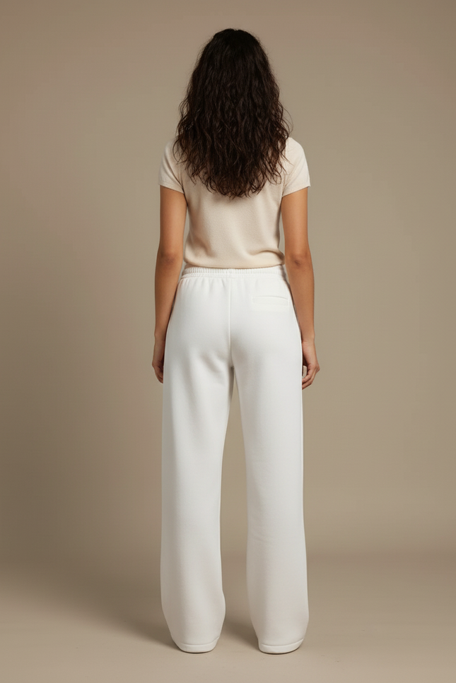 Pantalon Blanc Ample Molletonné Décontracté Femme - vue 2