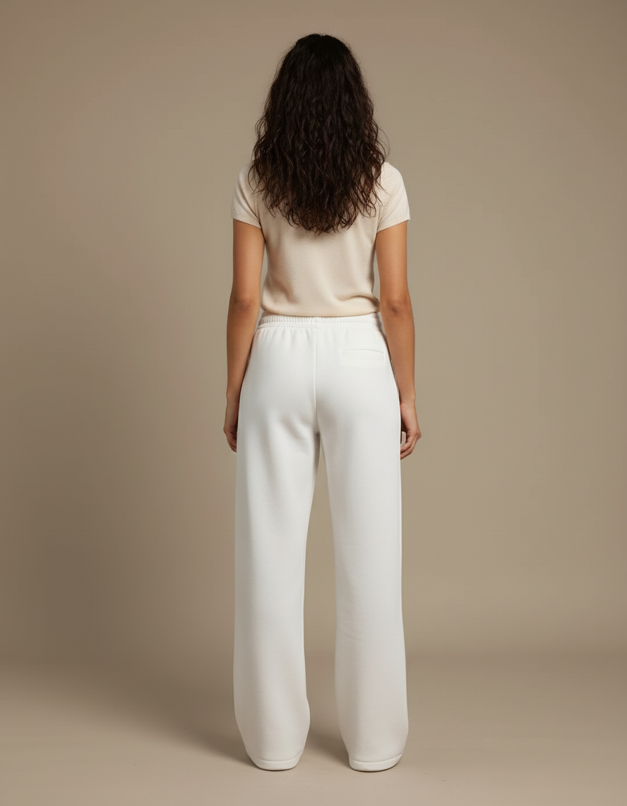 Pantalon Blanc Ample Molletonné Décontracté Femme - vue 2