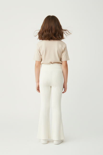 Pantalon Pattes D'éléphant Blanc - Maille - vue 2