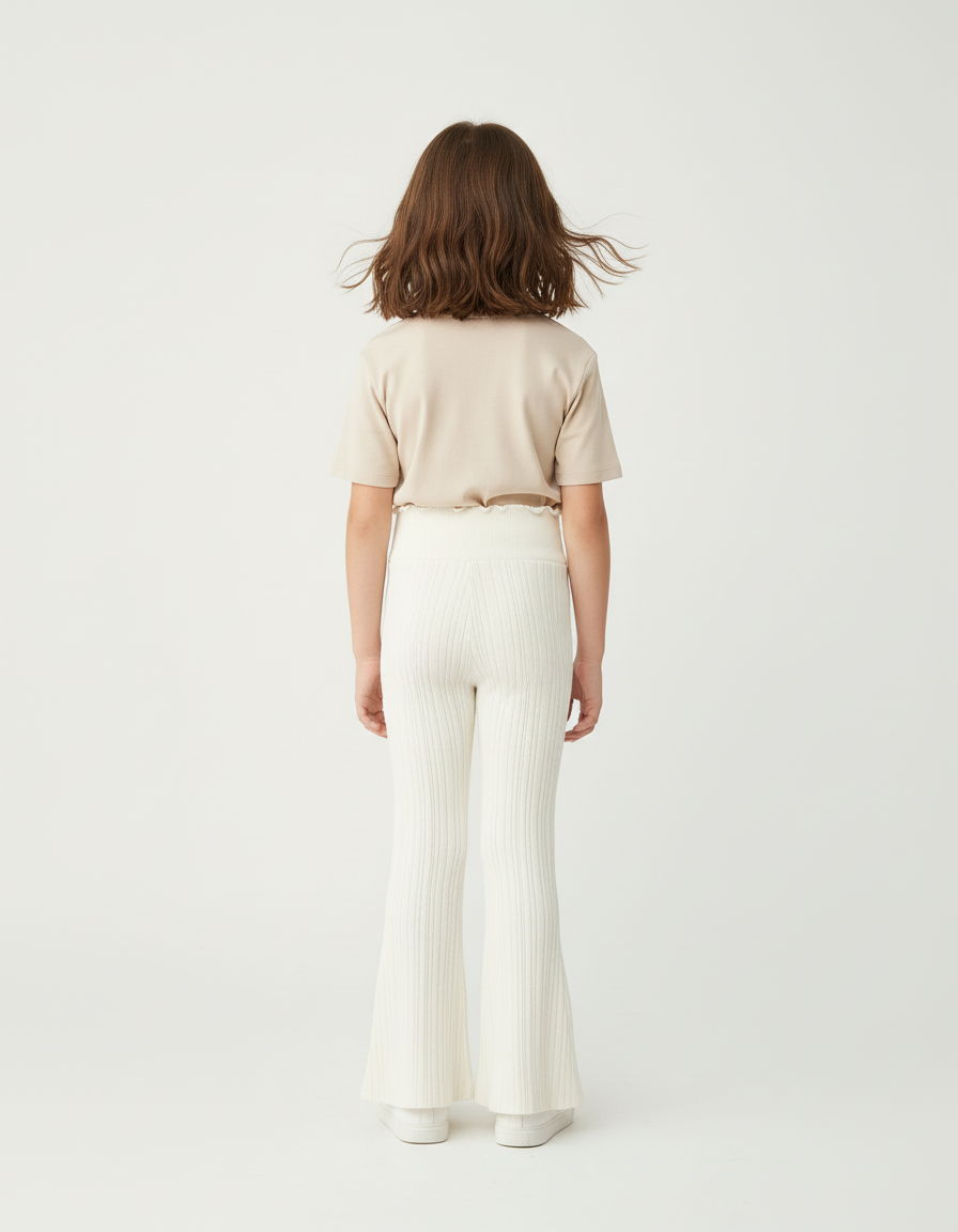 Pantalon Pattes D'éléphant Blanc - Maille - vue 2