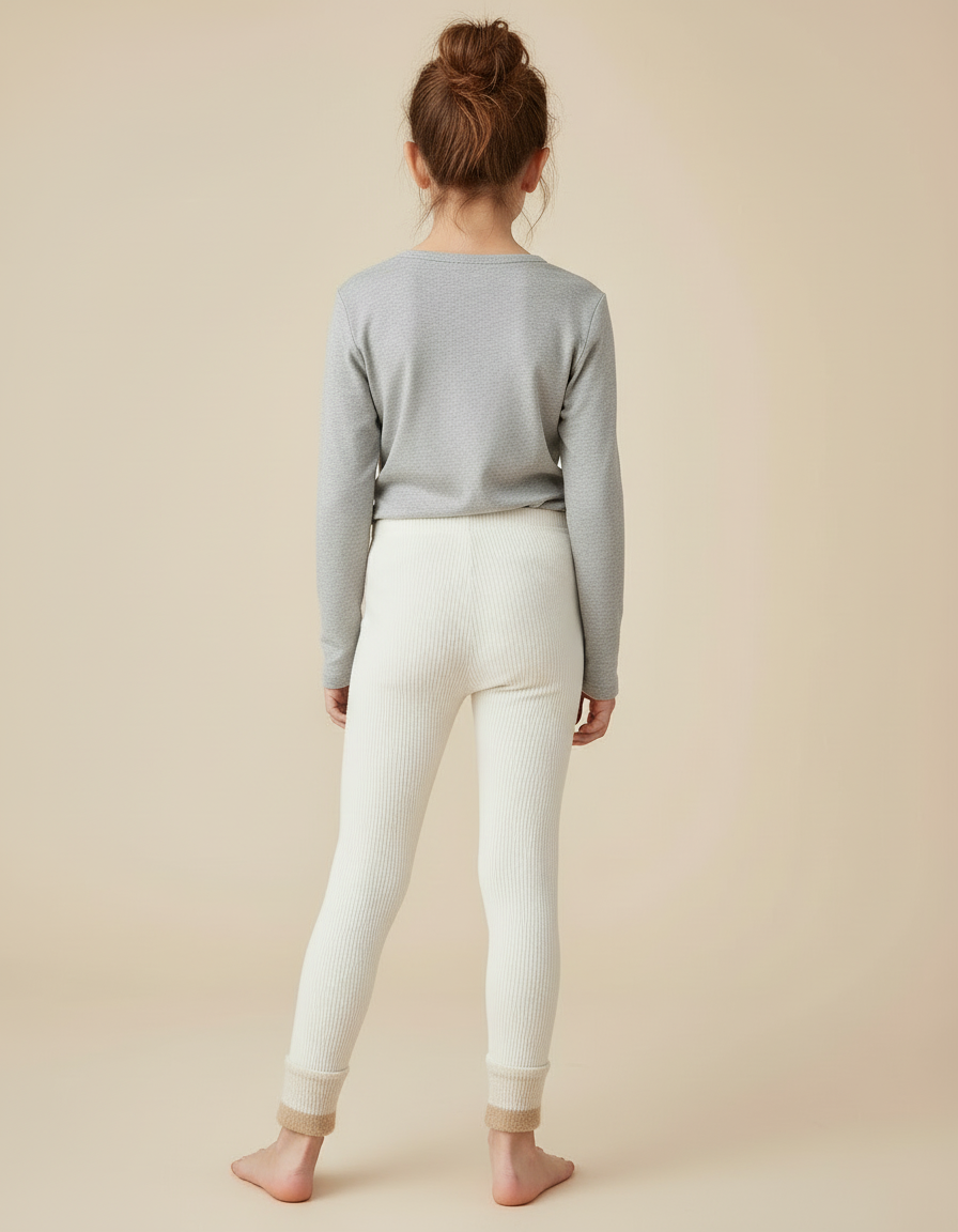 Pantalon Blanc Côtelé Chaud Confortable Enfant - Maille - vue 2
