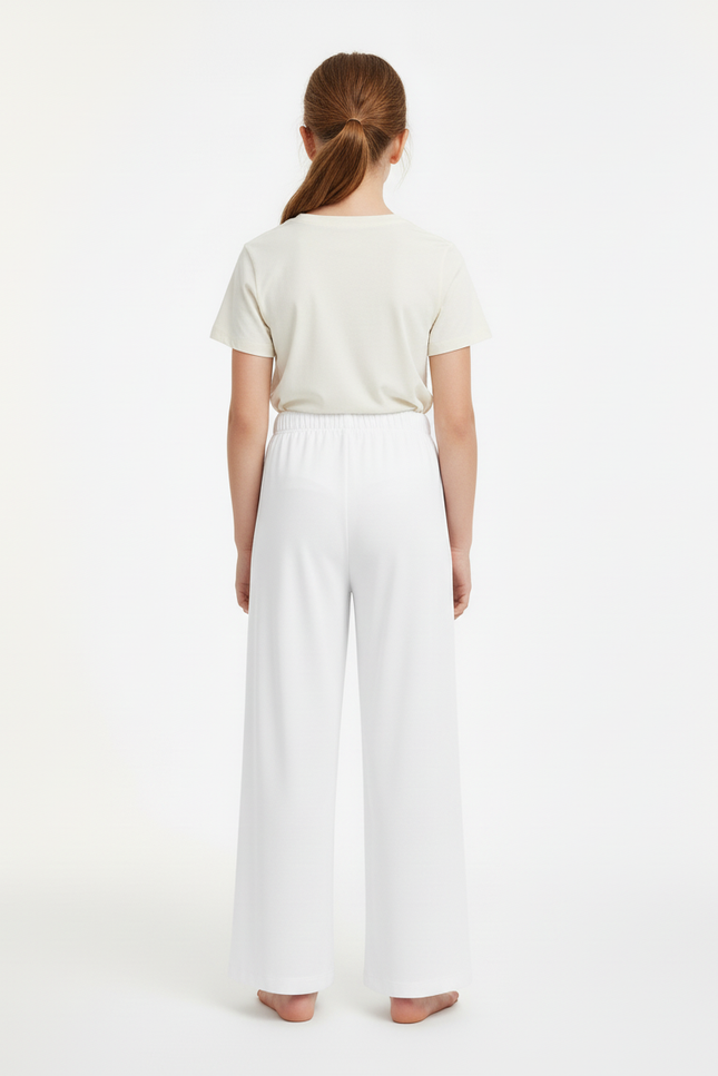 Pantalon Blanc Fluide Ample Fille Décontracté - Viscose - vue 2