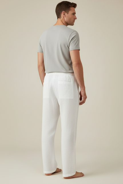 Pantalon Blanc 2956 - Lin - vue 2