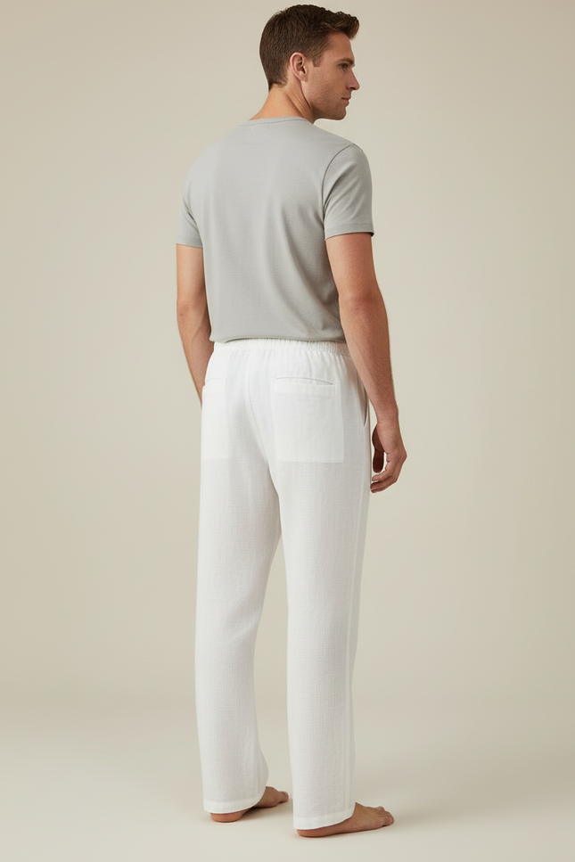 Pantalon Blanc 2956 - Lin - vue 2