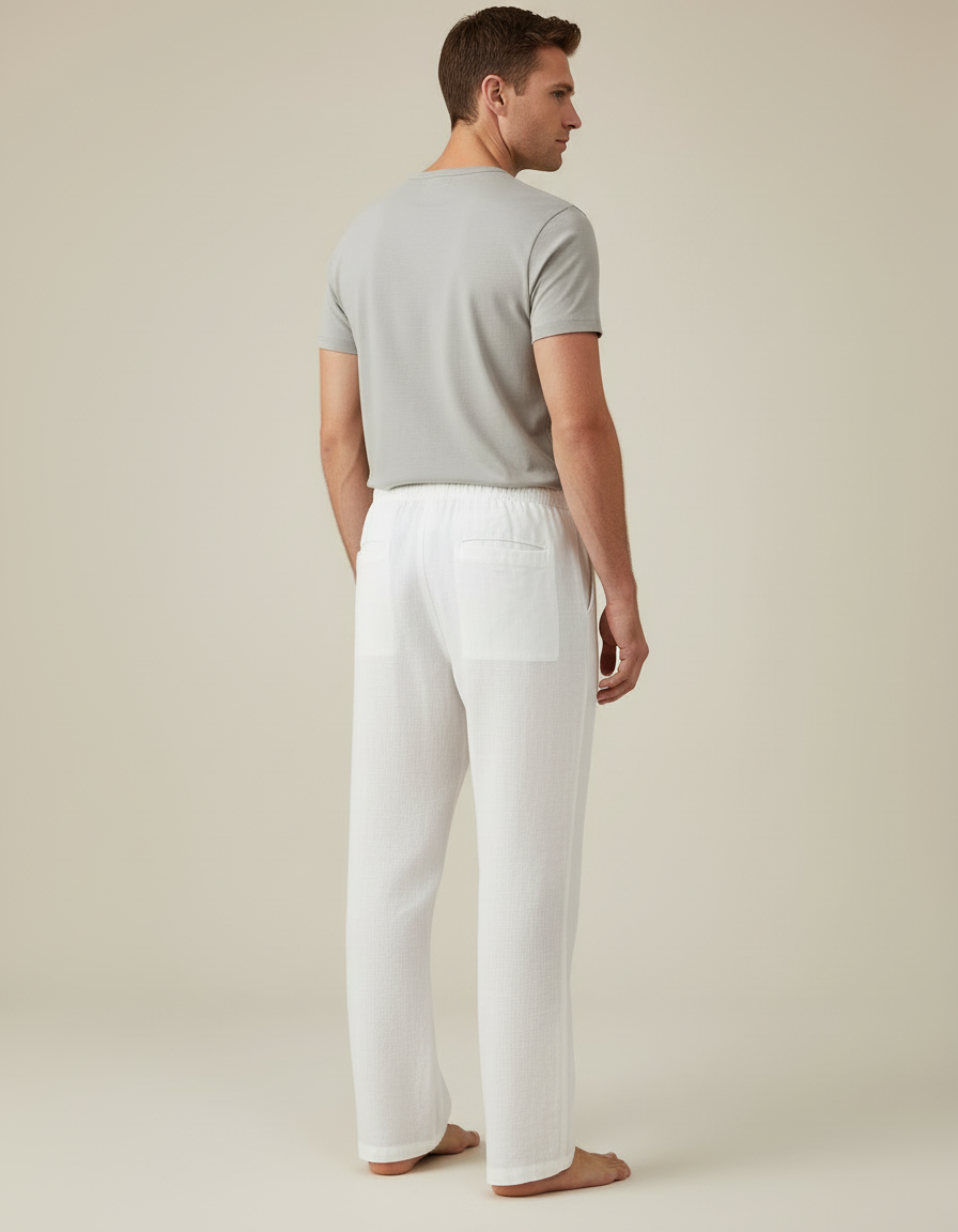 Pantalon Blanc 2956 - Lin - vue 2