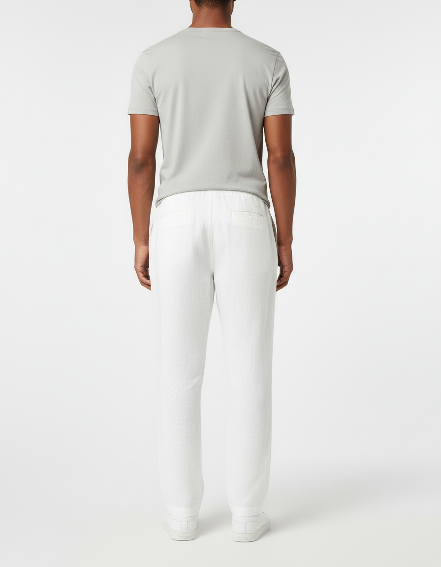 Pantalon Blanc Droit Décontracté Lin Homme - vue 2