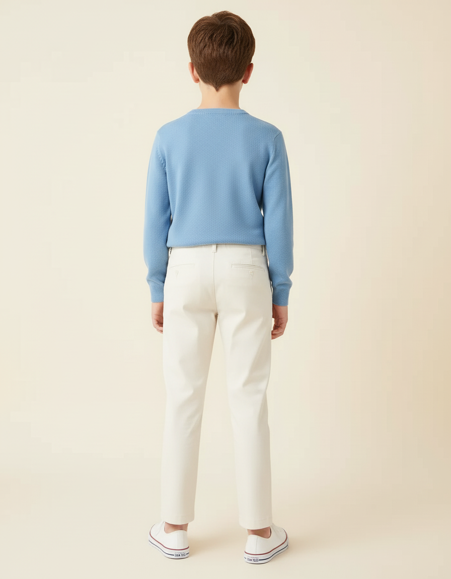 Pantalon Blanc Droit Décontracté Coton Garçon - vue 2
