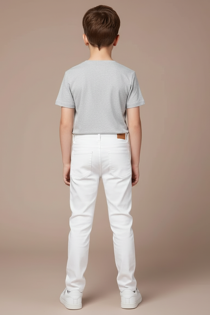 Pantalon Blanc Coton Décontracté Enfant Slim - vue 2