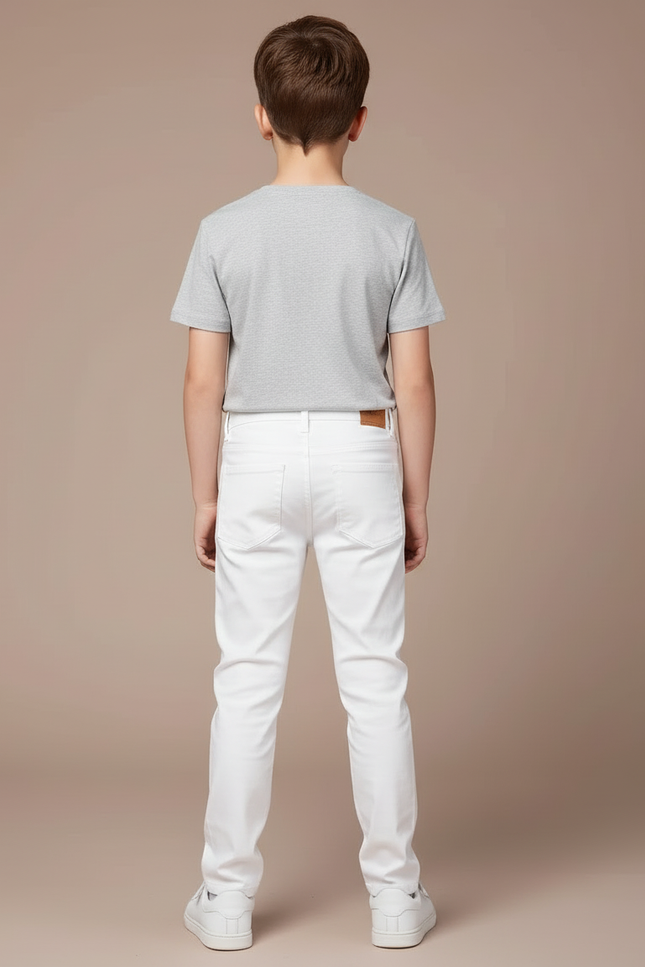 Pantalon Blanc Coton Décontracté Enfant Slim - vue 2