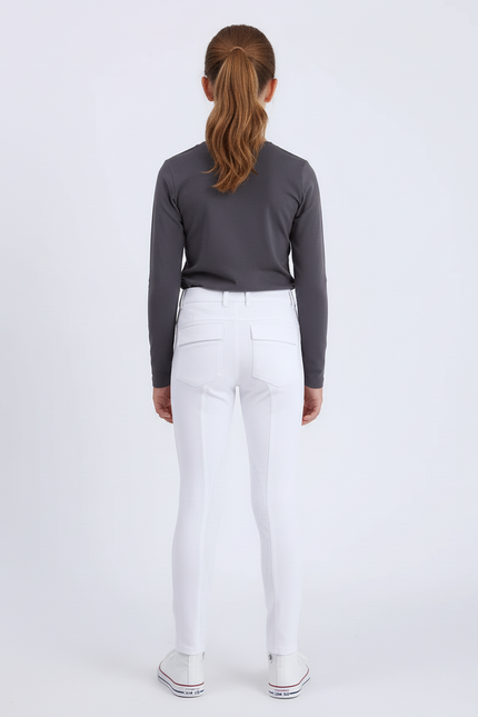 Pantalon Blanc Équestre Fille Slim Adhérent Silicone - Polyester - vue 2