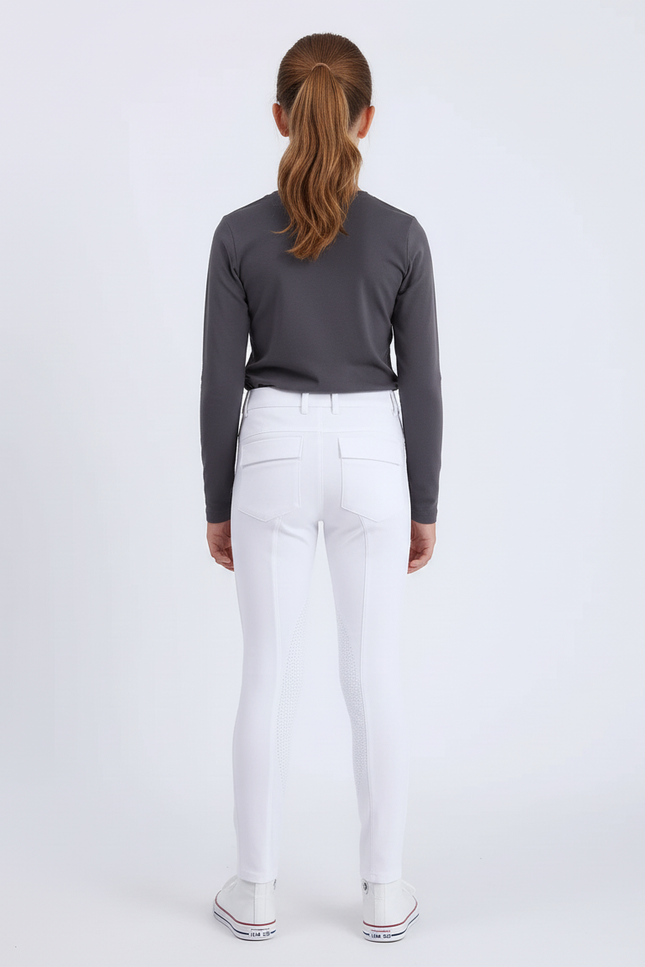 Pantalon Blanc Équestre Fille Slim Adhérent Silicone - Polyester - vue 2