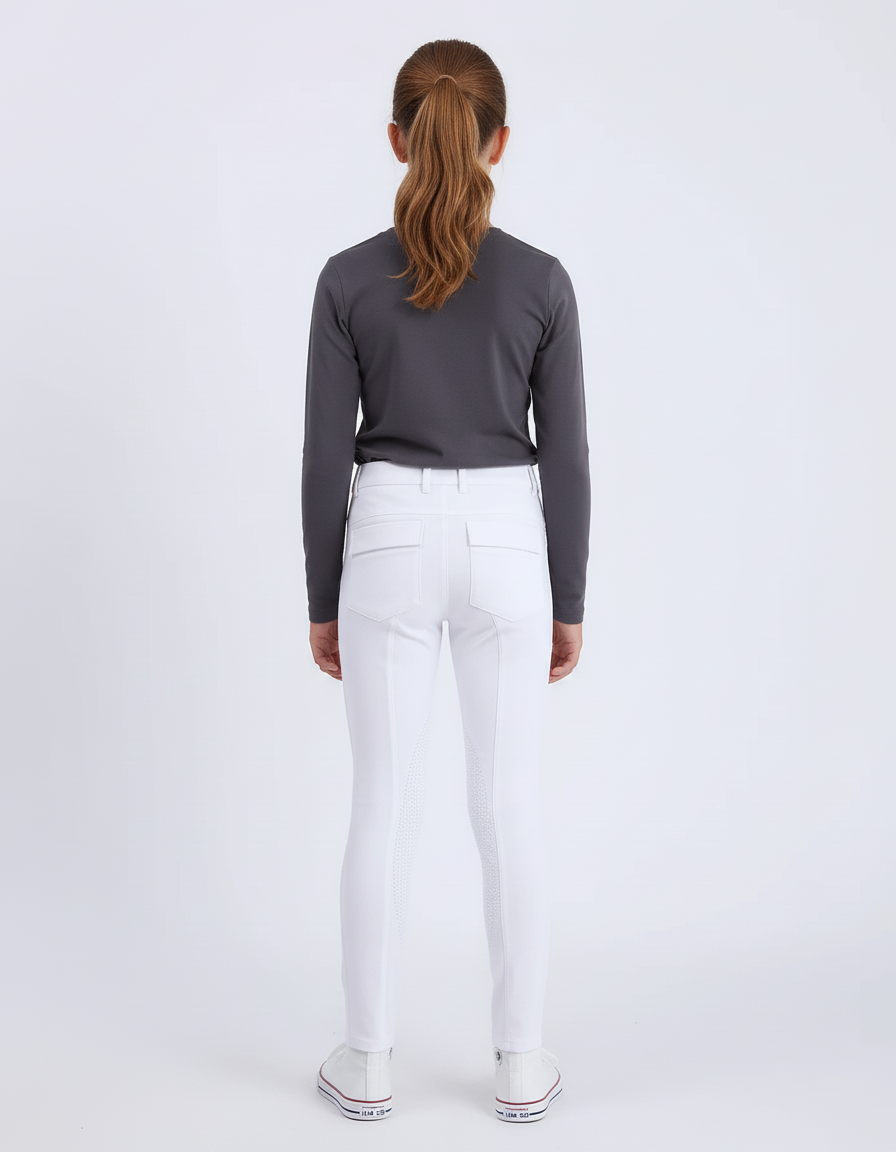 Pantalon Blanc Équestre Fille Slim Adhérent Silicone - Polyester - vue 2