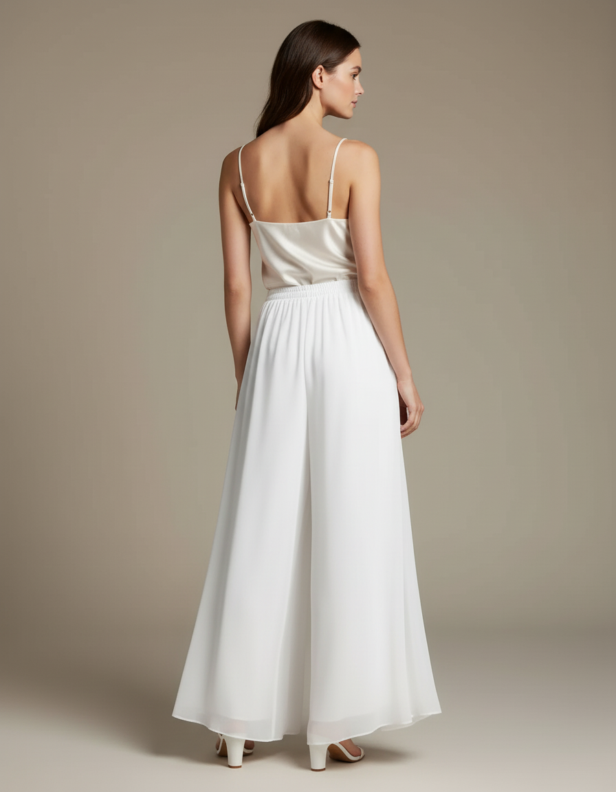 Pantalon Blanc Mariage Civil - Soie - vue 2