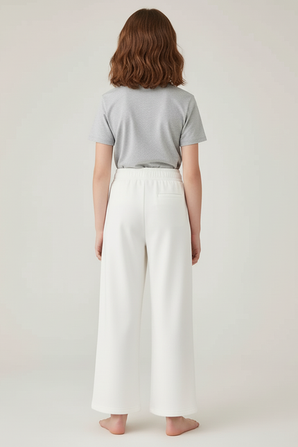 Pantalon Blanc Ample Droit Décontracté Enfant - Molleton - vue 2