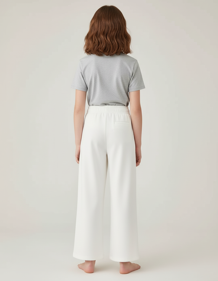 Pantalon Blanc Ample Droit Décontracté Enfant - Molleton - vue 2