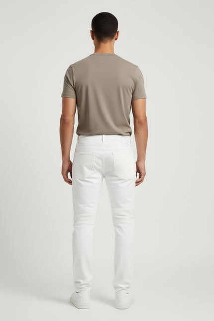 Pantalon Blanc Slim Déchiré Biker Coton Homme - Jean - vue 2