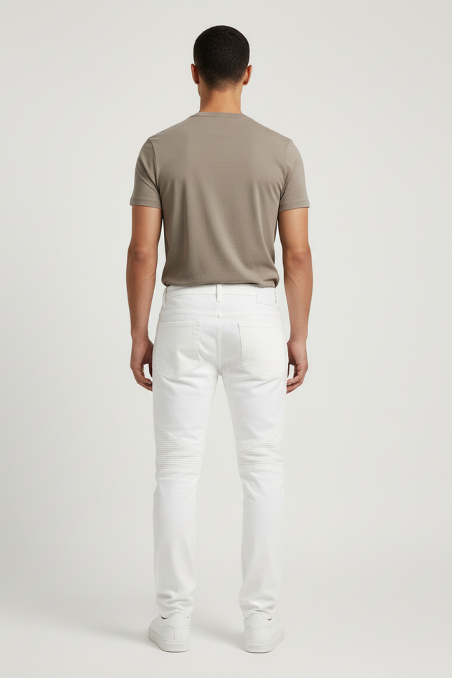 Pantalon Blanc Slim Déchiré Biker Coton Homme - Jean - vue 2