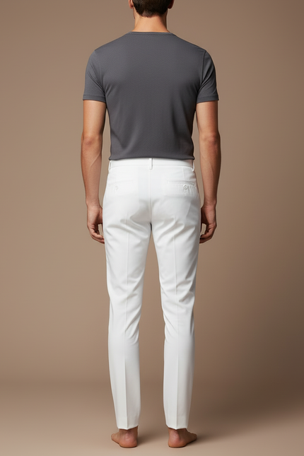 Pantalon Blanc Homme Slim Élégant Décontracté - Gabardine - vue 2