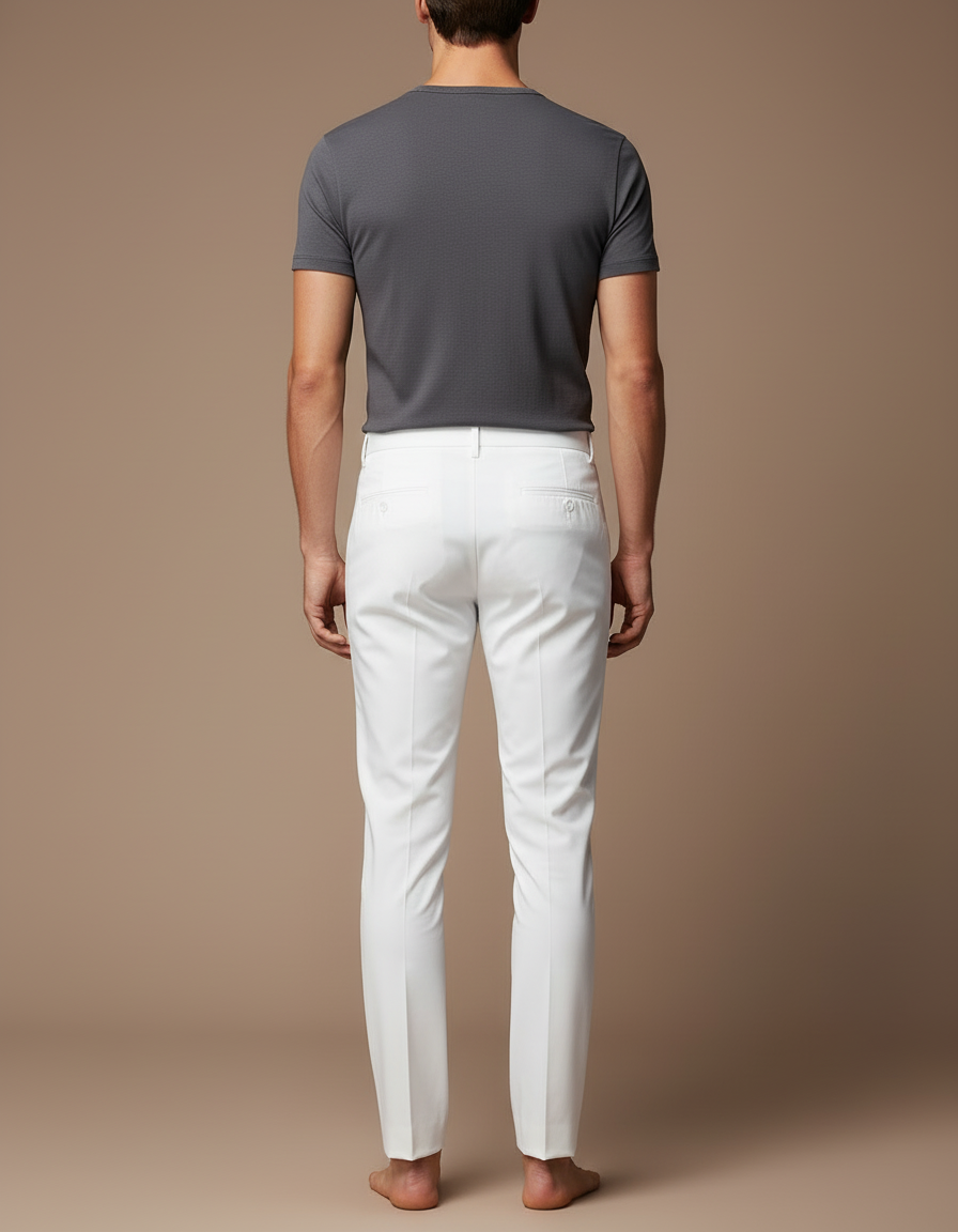Pantalon Blanc Homme Slim Élégant Décontracté - Gabardine - vue 2