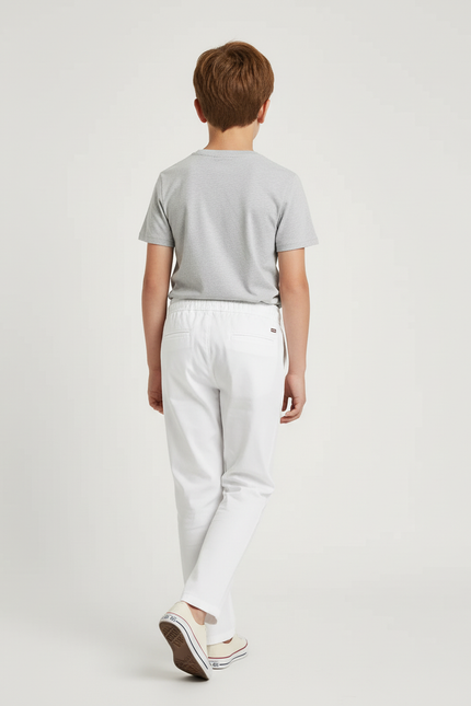 Pantalon Blanc Coton Ample Décontracté Enfant Cordon - vue 2