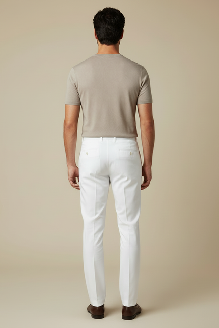 Pantalon Blanc Droit Habillé Élégant Coton Homme - vue 2