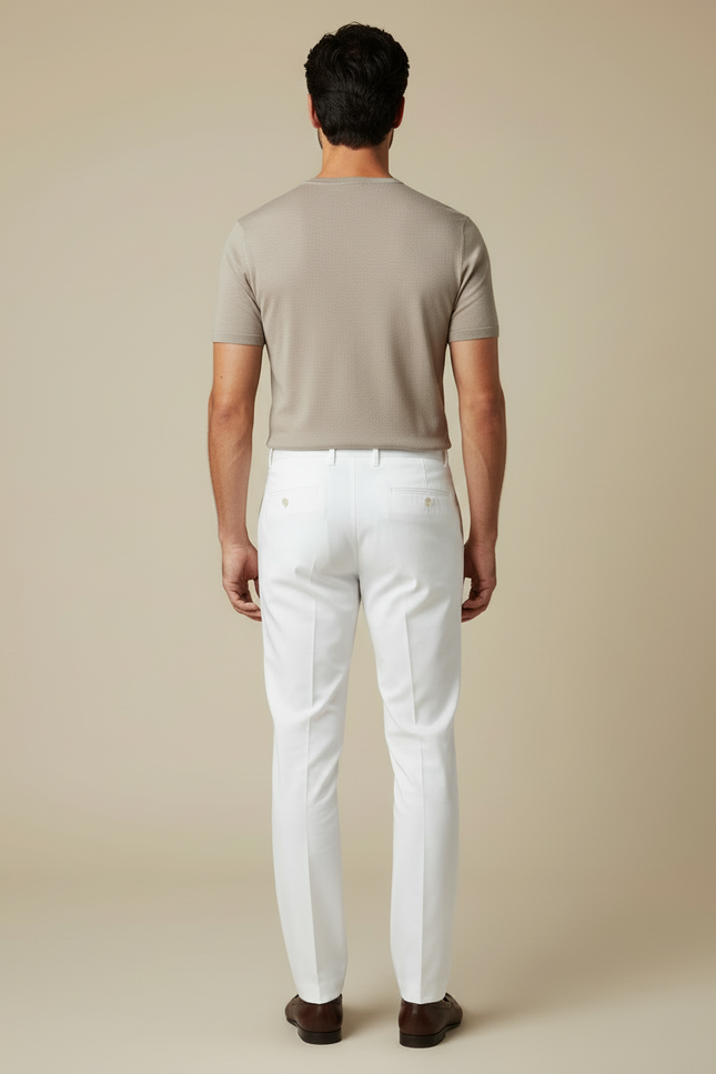 Pantalon Blanc Droit Habillé Élégant Coton Homme - vue 2