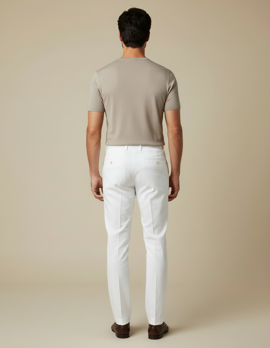 Pantalon Blanc Droit Habillé Élégant Coton Homme - vue 2