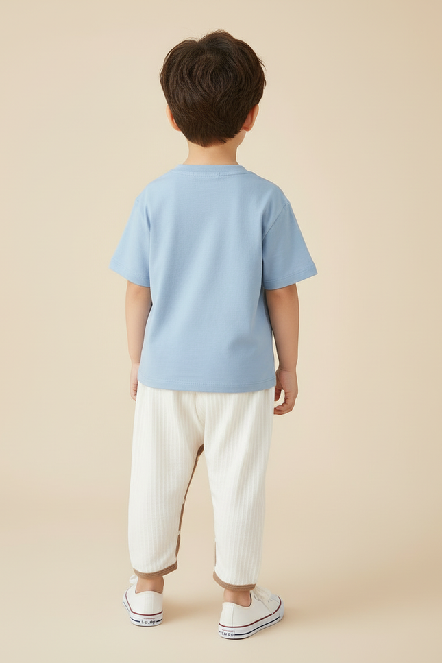 Pantalon Blanc Côtelé Bébé Unisexe Décontracté Ours - Maille - vue 2