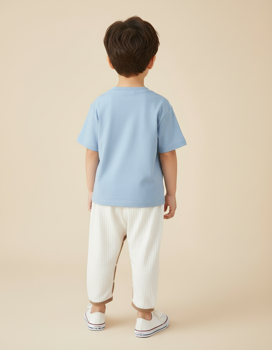 Pantalon Blanc Côtelé Bébé Unisexe Décontracté Ours - Maille - vue 2