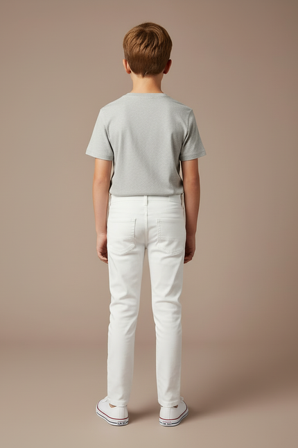 Pantalon Blanc Enfant Slim Coton Décontracté - Jean - vue 2